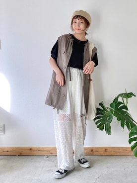 「ベストコーデ」｜「アイテム（ハンチング/ベレー帽）」を使った、asukaさん（レディース・157cm）の夏コーディネート