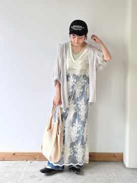 「アイテム（タンクトップ、グリーン系）」を使った、asukaさん（レディース・158cm）の夏コーディネート