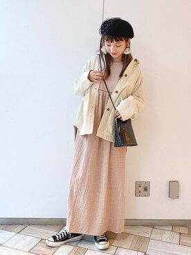 「クリスプ」｜「アイテム（ハンチング/ベレー帽）」を使った、asukaさん（レディース・157cm）の秋コーディネート