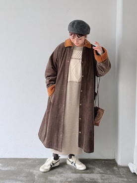 「アイテム（ステンカラーコート）」を使った、asukaさん（レディース・158cm）の秋コーディネート