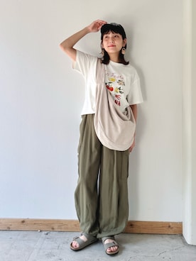 「Crisp（クリスプ）のアイテム（パンツ）」を使った、asukaさん（レディース・158cm）の夏コーディネート