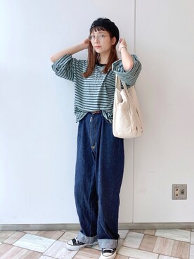 「クリスプ」｜「アイテム（ハンチング/ベレー帽）」を使った、asukaさん（レディース・157cm）の夏コーディネート
