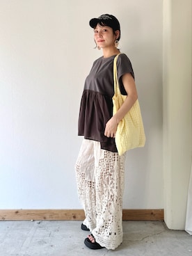 「Crisp（クリスプ）のアイテム（パンツ）」を使った、asukaさん（レディース・158cm）の夏コーディネート