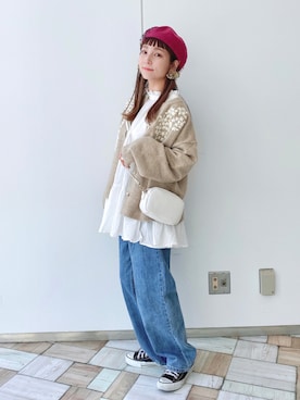 「アイテム（チュニック、ホワイト系）」を使った、asukaさん（レディース・157cm）の秋コーディネート