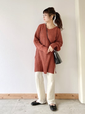 「レースパンツ」｜「アイテム（チュニック）」を使った、asukaさん（レディース・157cm）の冬コーディネート