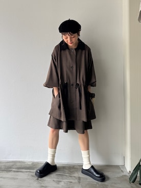 「チェックジャケット」｜「アイテム（その他アウター）」を使った、asukaさん（レディース・158cm）の秋コーディネート