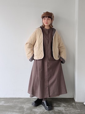 「アイテム（シャツワンピース）」を使った、asukaさん（レディース・158cm）の冬コーディネート
