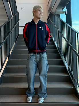 「PUMA（プーマ）のPUMA プーマ ユニセックス スピードキャット メタリック スニーカー（スニーカー、シルバー系）」を使った、PUMAさん（レディース・160cm）の春コーディネート