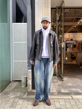 「アイテム（キャップ）」を使った、アスガルさん（メンズ・185cm）の秋コーディネート