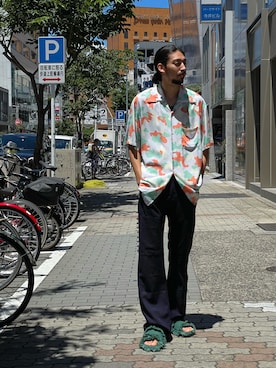 「NAMACHEKO（ナマチェコ）のアイテム（パンツ）」を使った、アスガルさん（メンズ・185cm）の夏コーディネート