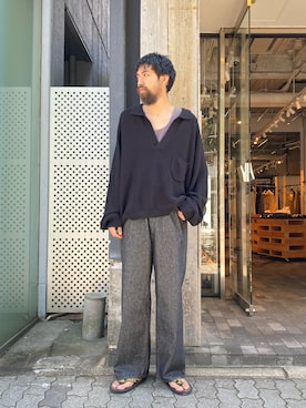 「アイテム（ニット/セーター）」を使った、アスガルさん（メンズ・185cm）の夏コーディネート
