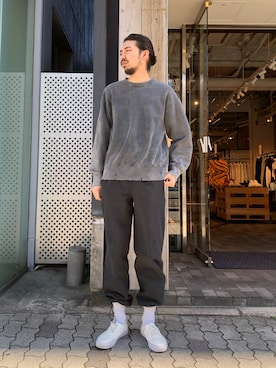 「ancellm」｜「アイテム（スウェット）」を使った、アスガルさん（メンズ・185cm）の冬コーディネート