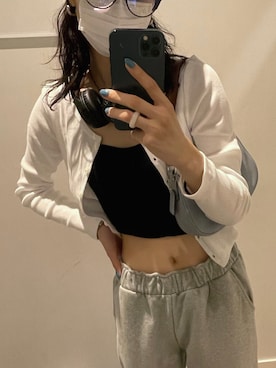「古着女子」｜「アイテム（スウェットパンツ）」を使った、MIKAさん（レディース・159cm）の夏コーディネート