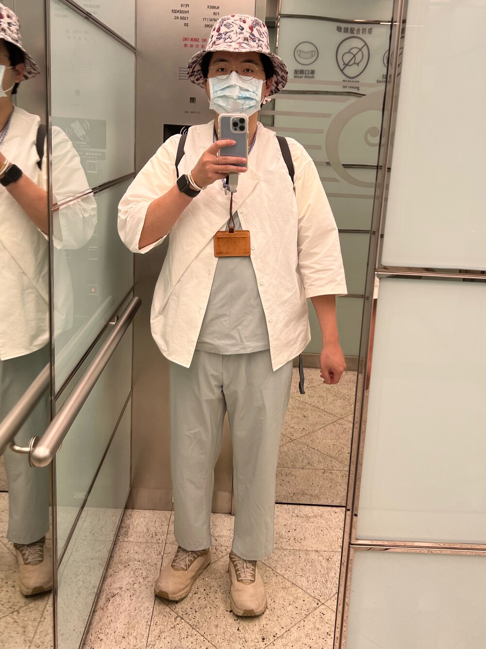 「ootd、Taipei 101、リョクシャカ」｜「CA4LAのアイテム（ハット、ホワイト系）」を使った、謝慶潭 Jim Hsieh さん（メンズ・179cm）の春コーディネートの1枚目の写真