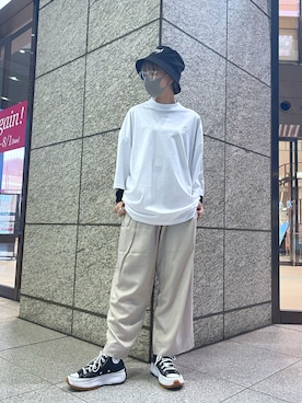 「WHITELAND（ホワイトランド）のWHITELAND/ホワイトランド/クリア伊達メガネ（サングラス）」を使った、yukaiwamotoさん（レディース・161cm）の夏コーディネート