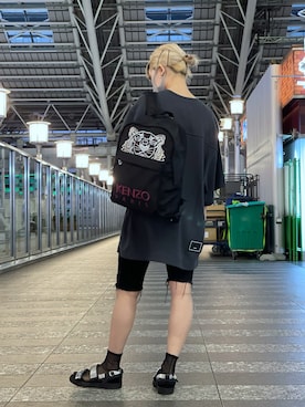 「WHITELAND（ホワイトランド）のWHITELAND/ホワイトランド/タグTシャツ/TAG TEE（Tシャツ/カットソー）」を使った、yukaiwamotoさん（レディース・161cm）の夏コーディネート