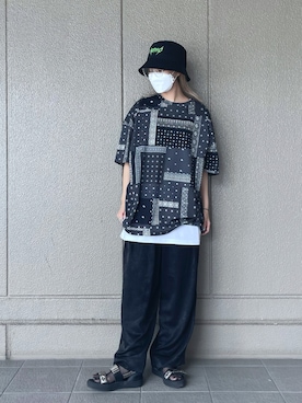 「WHITELAND（ホワイトランド）のWHITELAND/ホワイトランド/クリア伊達メガネ（サングラス）」を使った、yukaiwamotoさん（レディース・161cm）の夏コーディネート