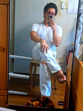 「アイテム（メガネ、パープル系）」を使った、けいとんさん（メンズ・167cm）の秋コーディネート