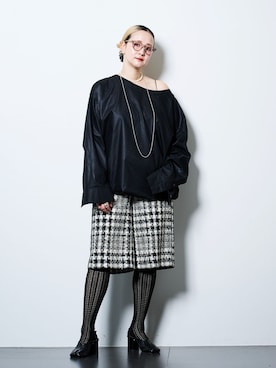 「TANAKA（タナカ）のTANAKA THE SHORTS ST-253-BC：ハーフパンツ（その他パンツ、ブラック系）」を使った、SAKURAKOさん（レディース・165cm）の春コーディネート