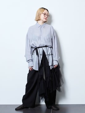 「CITYSHOP（シティーショップ）のSLACKS パンツ（スラックス、ブラック系）」を使った、SAKURAKOさん（レディース・165cm）の夏コーディネート