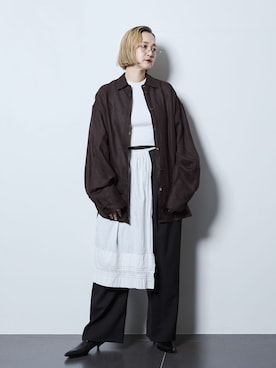 「CITYSHOP（シティーショップ）のSLACKS パンツ（スラックス、ブラック系）」を使った、SAKURAKOさん（レディース・165cm）の夏コーディネート
