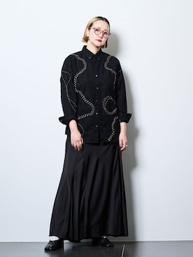 「CITYSHOP（シティーショップ）の《追加2》SATIN MERMAID スカート（スカート、ブラック系）」を使った、SAKURAKOさん（レディース・165cm）の夏コーディネート