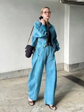 「SAYAKADAVIS（サヤカディヴィス）のSAYAKA DAVIS CROPPED JACKET WJK502-DDN：デニムジャケット（デニムジャケット、ブルー系）」を使った、SAKURAKOさん（レディース・165cm）の春コーディネート