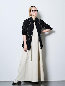 「CITYSHOP（シティーショップ）の《追加2》BELTED STRAP DRESS：ワンピース（ワンピース、グレー系）」を使った、SAKURAKOさん（レディース・165cm）の夏コーディネート