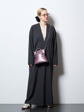 「CITYSHOP（シティーショップ）の《追加2》V NECK LEAN DRESS：ワンピース（ワンピース、グレー系）」を使った、SAKURAKOさん（レディース・165cm）の春コーディネート