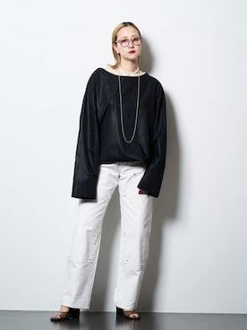 「Dickies（ディッキーズ）のDickies 別注 PAINTER パンツ（その他パンツ、ホワイト系）」を使った、SAKURAKOさん（レディース・165cm）の春コーディネート