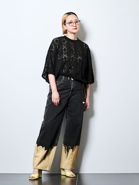 「Mollini（モリーニ）のMOLLINI ANARBEL-MO：サンダル（サンダル、イエロー系）」を使った、SAKURAKOさん（レディース・165cm）の夏コーディネート
