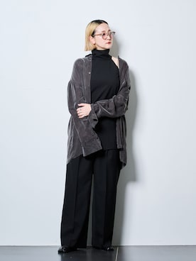「CITYSHOP（シティーショップ）のLIGHT SLACKS パンツ（スラックス、ブラック系）」を使った、SAKURAKOさん（レディース・165cm）の夏コーディネート