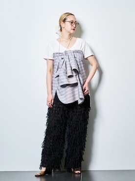 「CITYSHOP（シティーショップ）のSHAGGY EASY パンツ（その他パンツ、ブラック系）」を使った、SAKURAKOさん（レディース・165cm）の春コーディネート