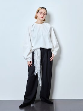 「CITYSHOP（シティーショップ）のSLACKS パンツ（スラックス、ブラック系）」を使った、SAKURAKOさん（レディース・165cm）の夏コーディネート
