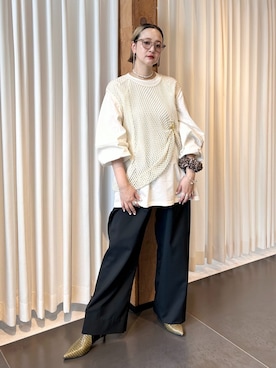 「CITYSHOP（シティーショップ）のSLACKS パンツ（スラックス、ブラック系）」を使った、SAKURAKOさん（レディース・165cm）の夏コーディネート