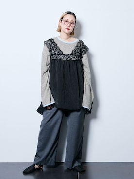 「CITYSHOP（シティーショップ）のSLACKS パンツ（スラックス、グレー系）」を使った、SAKURAKOさん（レディース・165cm）の夏コーディネート