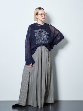 「CITYSHOP（シティーショップ）のTUCK GATHER スカート（スカート、ブラック系）」を使った、SAKURAKOさん（レディース・165cm）の夏コーディネート
