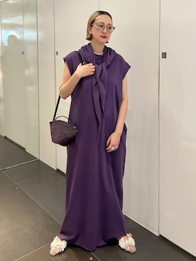 「CITYSHOP（シティーショップ）のCUTDRESS with SCARF：ワンピース（ワンピース、パープル系）」を使った、SAKURAKOさん（レディース・165cm）の春コーディネート