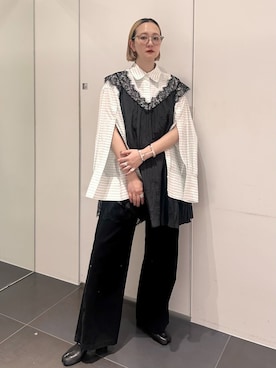 「CITYSHOP（シティーショップ）のKNEE PATCH パンツ（その他パンツ、ブラック系）」を使った、SAKURAKOさん（レディース・165cm）の夏コーディネート