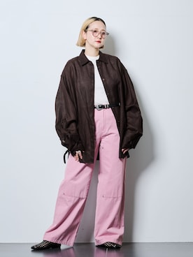 「CITYSHOP（シティーショップ）のKNEE PATCH パンツ（その他パンツ、ピンク系）」を使った、SAKURAKOさん（レディース・165cm）の夏コーディネート