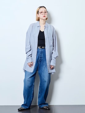 「Lee（リー）のLEE 別注 PAINTER PANTS：デニムパンツ（デニムパンツ、ブルー系）」を使った、SAKURAKOさん（レディース・165cm）の夏コーディネート