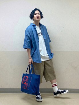 「RAGEBLUE（レイジブルー）のアイテム（トートバッグ）」を使った、さがはら【RAGEBLUE】さん（メンズ・170cm）の夏コーディネート