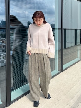 「アイテム（スラックス）」を使った、yukisugasawaさん（レディース・155cm・30代）の秋コーディネート