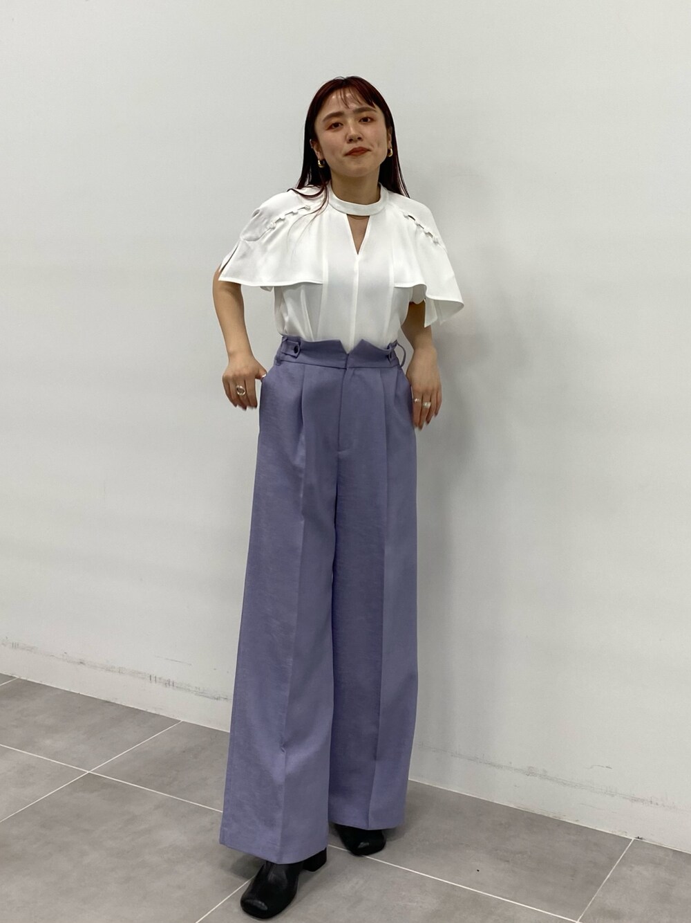 美品✨パブリックトウキョウ ケープハーフスリーブ スキッパー ウォッシャブル PUBLIC TOKYO（パブリックトウキョウ）の「【洗える・体型カバー