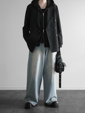 「シンプル」｜「アイテム（パーカー）」を使った、ぴたんさん（メンズ・173cm）の冬コーディネート