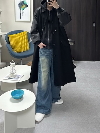 「KUUUPY（クーピー）のSuper120's Lamb Wool Soutien Collar Coat - スーパー120’s ラムウールステンカラーコート（ステンカラーコート）」を使った、ぴたんさん（メンズ・173cm）の春コーディネート