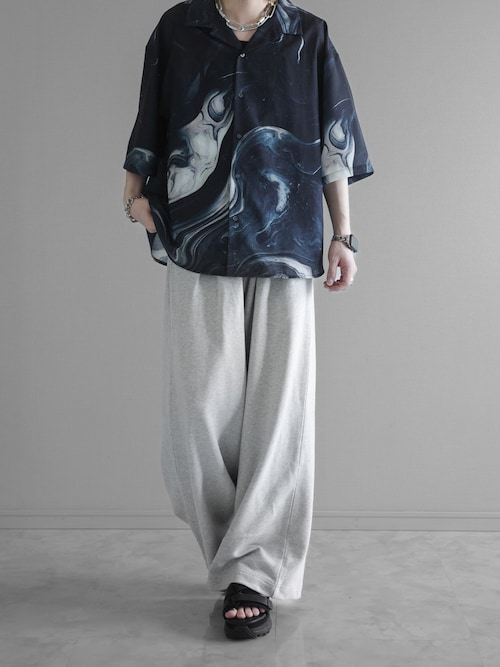 MARBLEマーブル 半袖 ブラウス マーブルワルツ/MARBLE WALTS スラブ バンドカラー半袖ブラウス