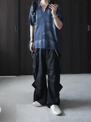 「KUUUPY（クーピー）のNuance Lame Skipper Knit Polo - ニュアンス ラメ スキッパーニットポロ（ポロシャツ）」を使った、ぴたんさん（メンズ・173cm）の春コーディネート