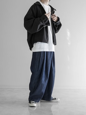 「大学生コーデ」｜「アイテム（ブルゾン）」を使った、ぴたんさん（メンズ・173cm）の冬コーディネート