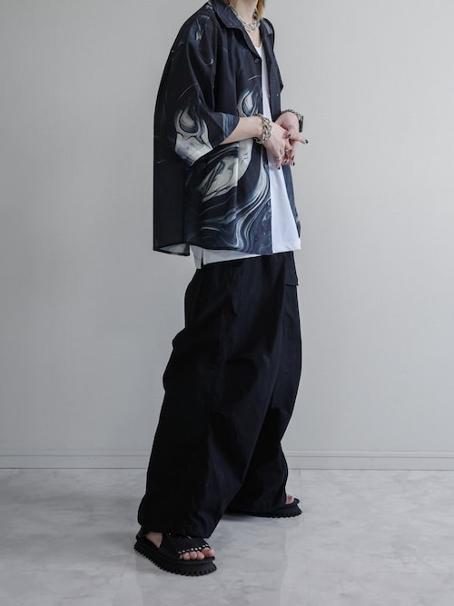 MARBLEマーブル 半袖 ブラウス Marble Pattern Short-Sleeve Shirt - マーブル転写総柄半袖